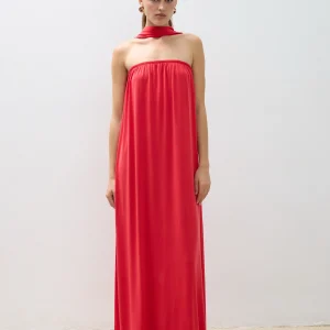 DRESS MAXI STRAPLESS SCARF